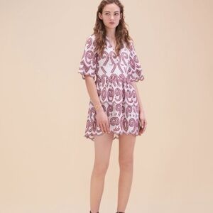 MAJE Rember Embroidered Tier Mini Dress NWOT
